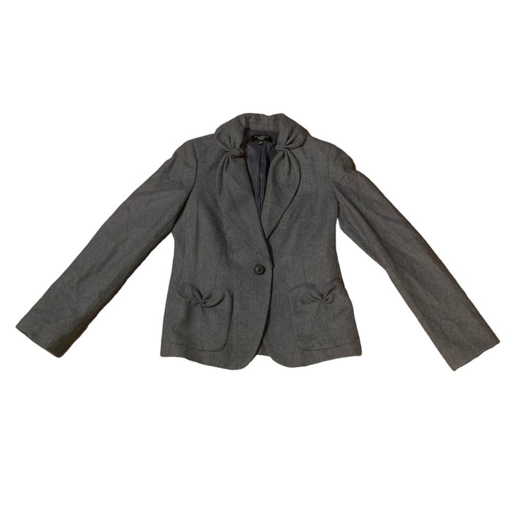 Talbots Petites Women's Wool Blend Blazer Gray Single Button‎ Size 4P